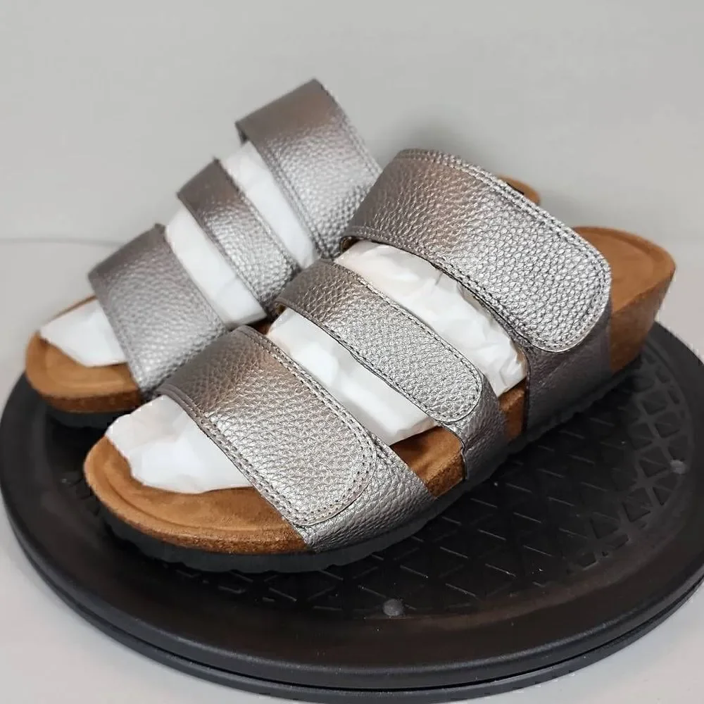 Cloudwalkers Plus Size Wedge Penny in Pewter Metallic Women's Size 7W